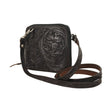 Mini Crossbody Bag With Carving & Tooling in dark brown