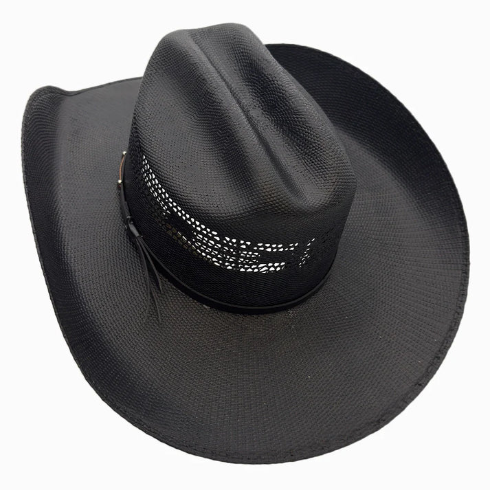 Montana Straw Cowboy Hat in black view from top 
