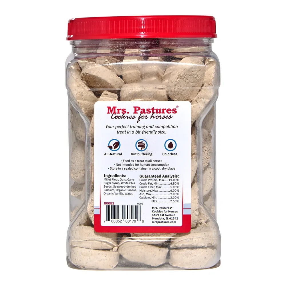 Mrs. Pastures Ring Ready Horse Treats back label with ingredient details