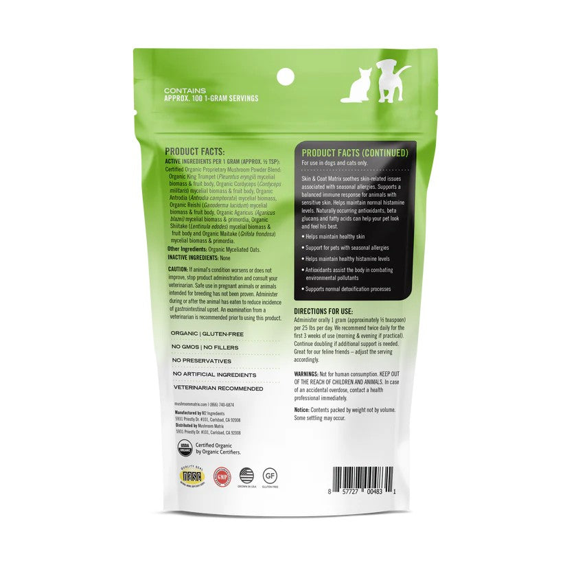 Mushroom Matrix Canine Skin & Coat Matrix - 100 g pouch Back