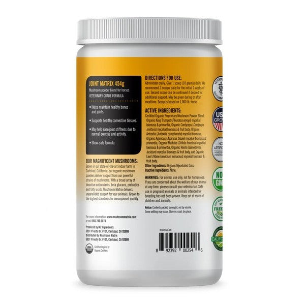 Mushroom Matrix Equine - Equine Joint Matrix - 450 g container Back view