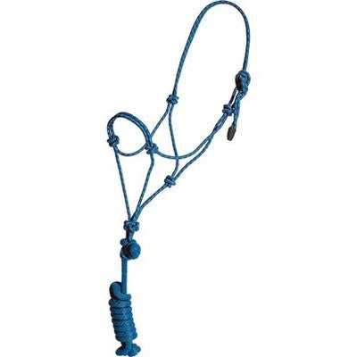 Mustang Pony/Colt Rope Halter and Lead Blue and White