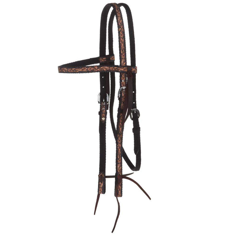 NRS Double Ply Nylon Browband Headstall Full view comes without reins