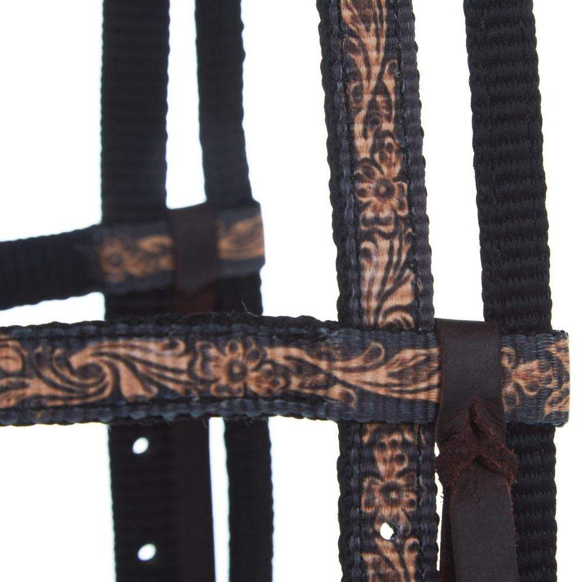 NRS Double Ply Nylon Browband Headstall brown detail