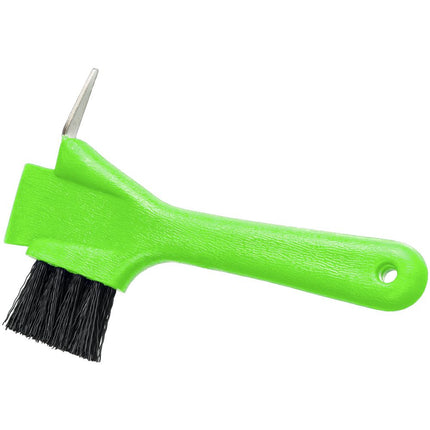 Tough1 Hoof Pick / Brush and Scraper with Neon Green handle 