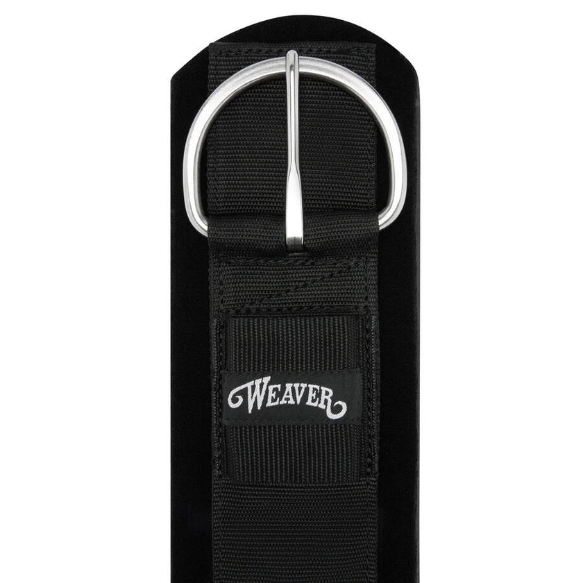 Weaver Neoprene Cinch showing detail of buckle end and brand