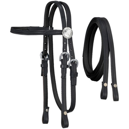 Nylon Mini Browband Bridle with Leather Overlay Black