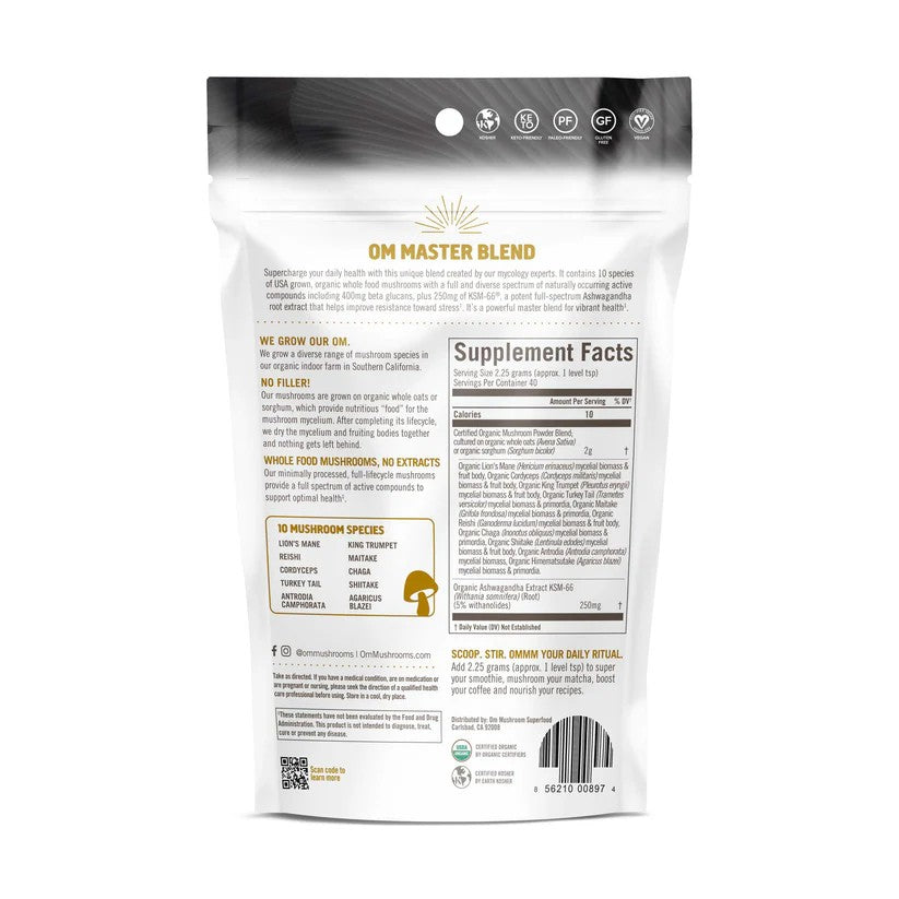 Om Mushroom Superfood - Om Master Blend by Mushroom Matrix Back