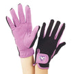 Ovation Childrens Hearts and Horses Gloves purple and black shown on both sides