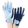 Ovation Childrens Hearts and Horses Gloves sky blue and navy shown on both sides