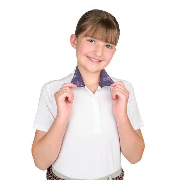 Ovation® Kids EllieDX Show Shirt in white navy mosaid floral