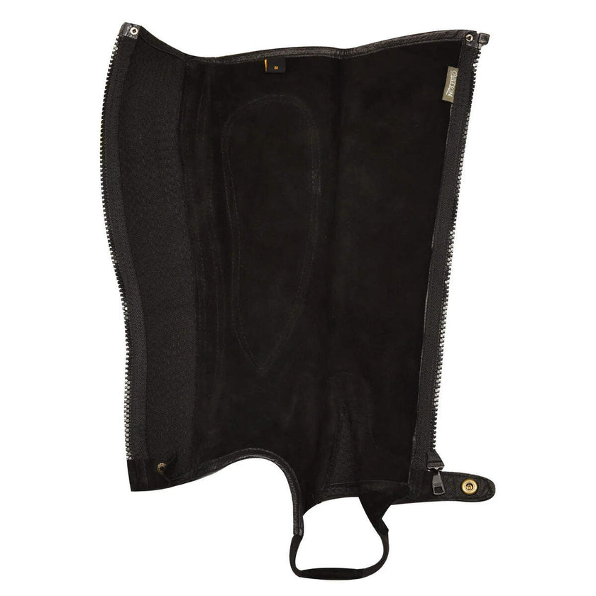 Ovation® Women's Pro Suede Ribbed Half Chap Black view open