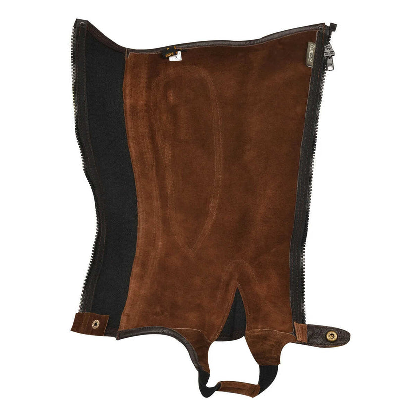 Ovation® Women's Pro Suede Ribbed Half Chap Brown view Open