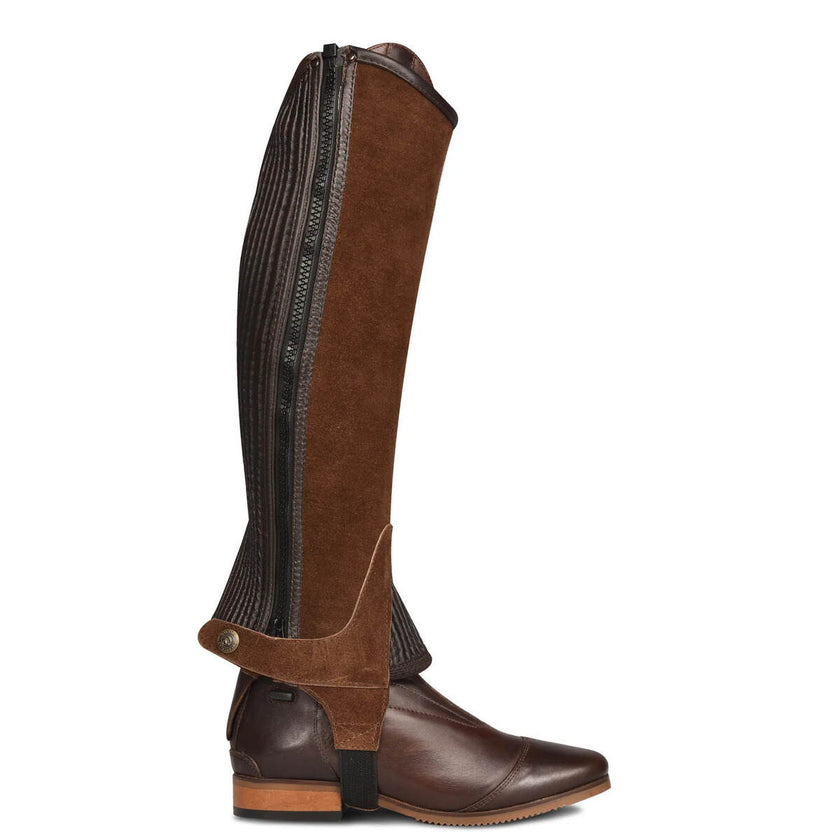 Ovation® Women's Pro Suede Ribbed Half Chap Brown Side view