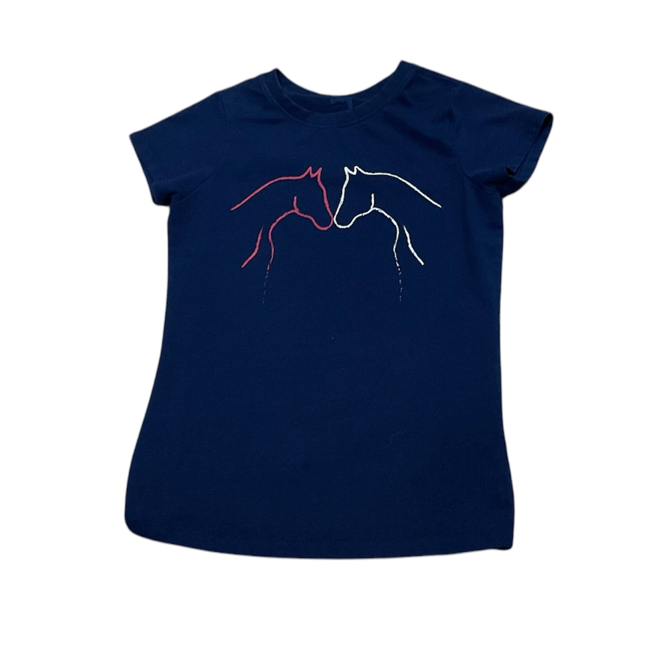 KHS EXCHANGE Navy Small Girls Riding Sport T Shirt with Horse Heads