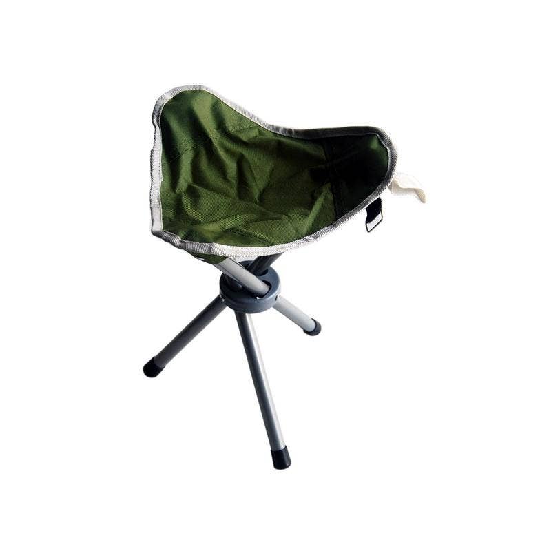 Green camping chair with a black base.