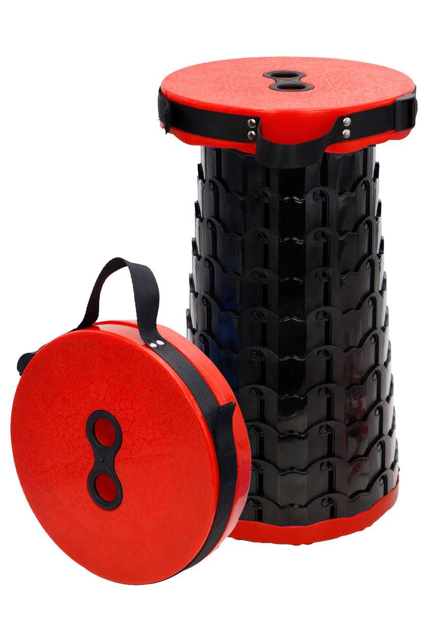 Red and black Portable Retractable Telescoping Stool 