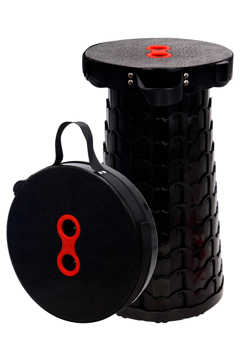 Portable Retractable Telescoping Stool shown folded and not.