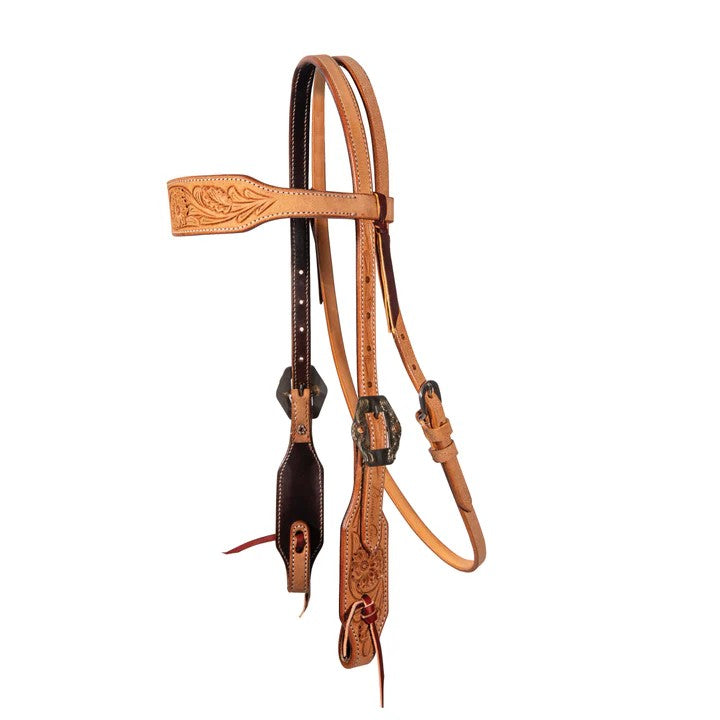 Professional's Choice Floral Rough-out Browband Headstall- light oil