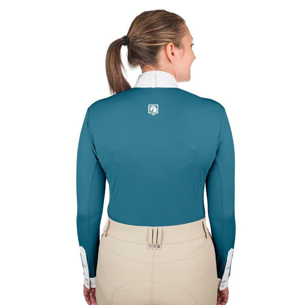 ROMFH® Classic Show Shirt Long Sleeve back view of White Lagoon