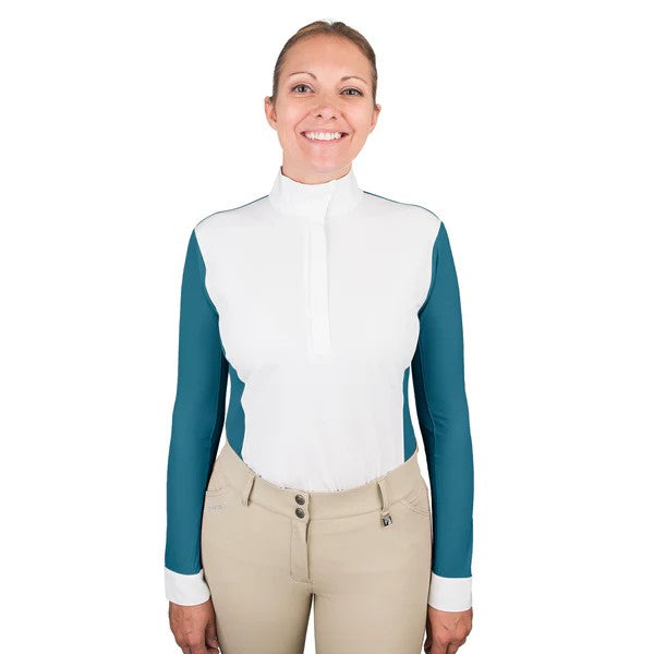 ROMFH® Classic Show Shirt Long Sleeve front view of White Lagoon color