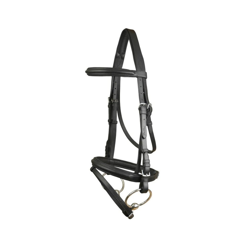 Raised Padded Comfort Crown Dressage Bridle w/ Reins Black