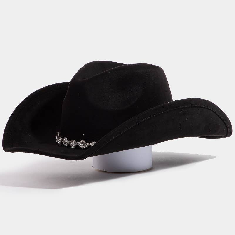 Rhinestone Link Western Cowboy Hat Black