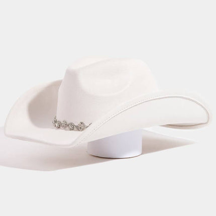 Rhinestone Link Western Cowboy Hat Ivory