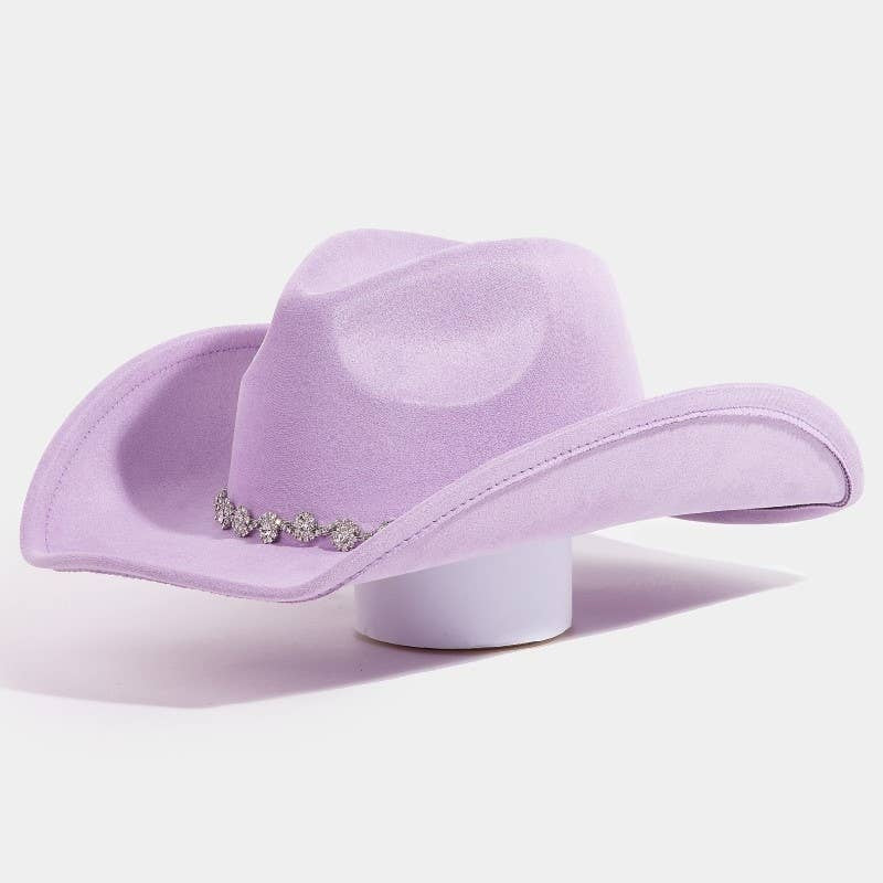 Rhinestone Link Western Cowboy Hat Purple
