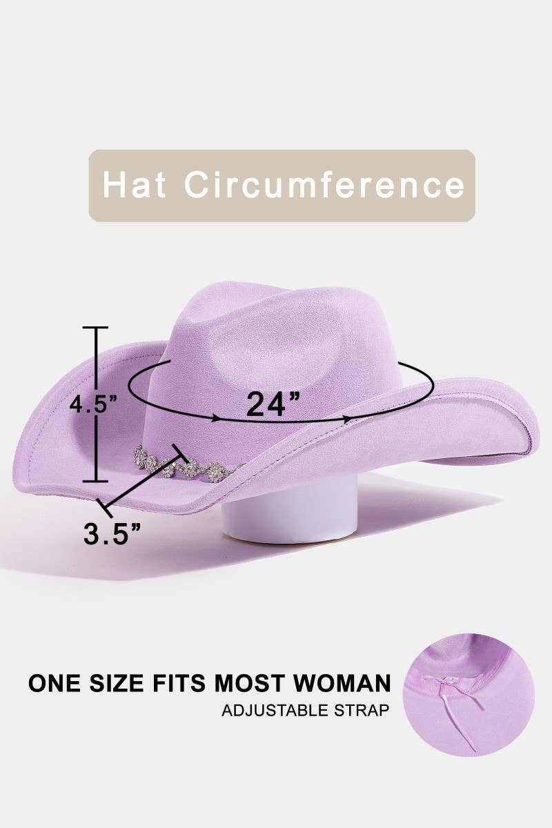 Rhinestone Link Western Cowboy Hat measurements