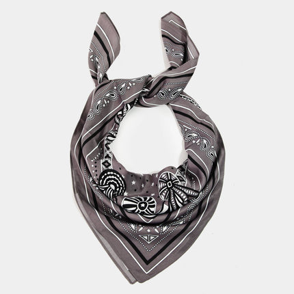 Ribbon And Braids Paisley Square Bandana Slate Grey