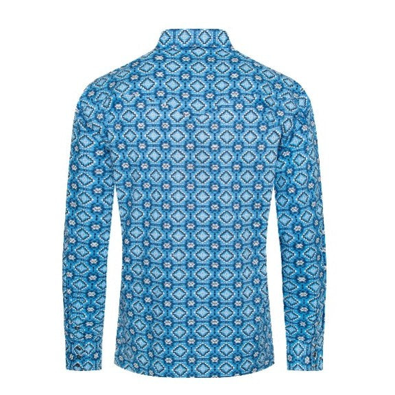 Rodeo Clothing - Men's Aztec Print Authentic Western Shirt With Snap Buttons Back view