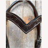 Rodeo Drive - Floral V Browband Dark Oil Headstall / Bridle detail front center top