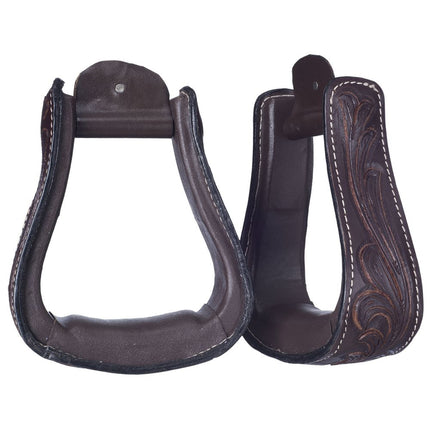 Royal King Embossed Leather Stirrups dark oil