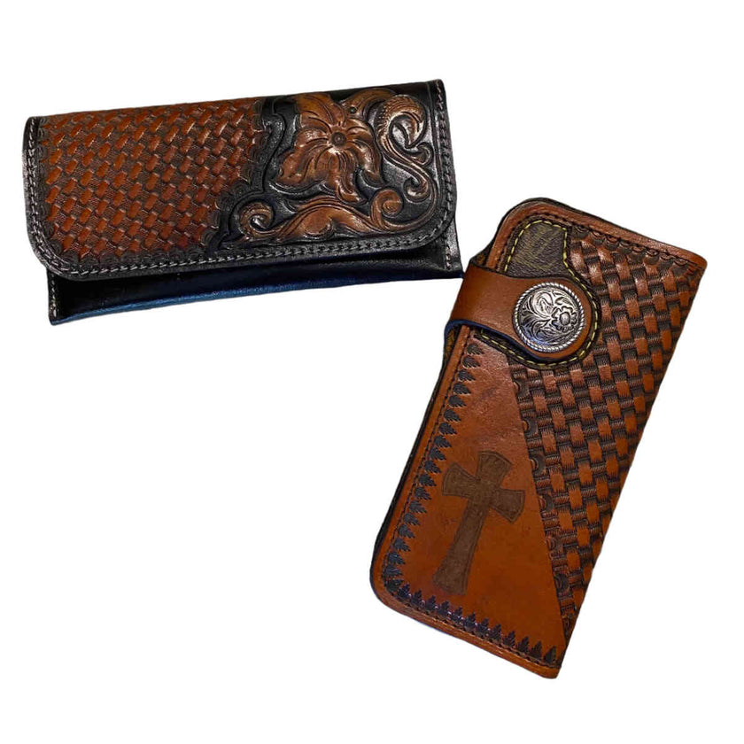 SIT Assorted Tooled Leather Wallets showing examples of options available