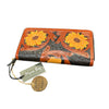 SIT Yellow Bloom Wallet - Leather wallet with sunflower design and brand tag 
