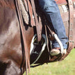 SensorFlex Straight Cinch on a horse with saddle to show how it fits