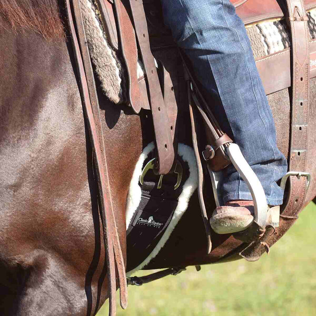 SensorFlex Straight Cinch on a horse with saddle to show how it fits