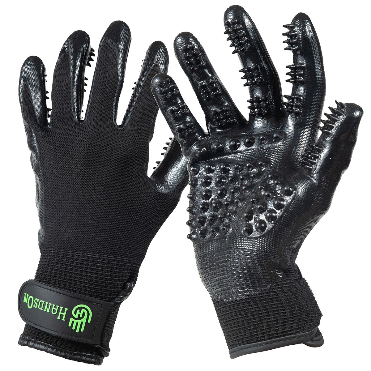 Shedding, Bathing and Grooming Gloves black showing top and bottom sides