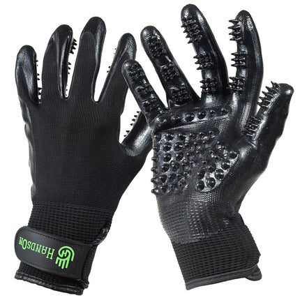 Shedding, Bathing and Grooming Gloves black showing top and bottom sides