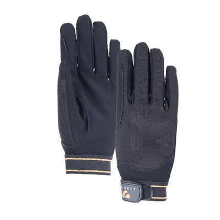 Shires Aubrion Mesh Riding Gloves Black shown on both sides