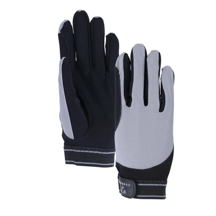 Shires Aubrion Mesh Riding Gloves grey shown on both sides