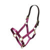 Shires Nylon Halter With Leather Head Strap Burgundy