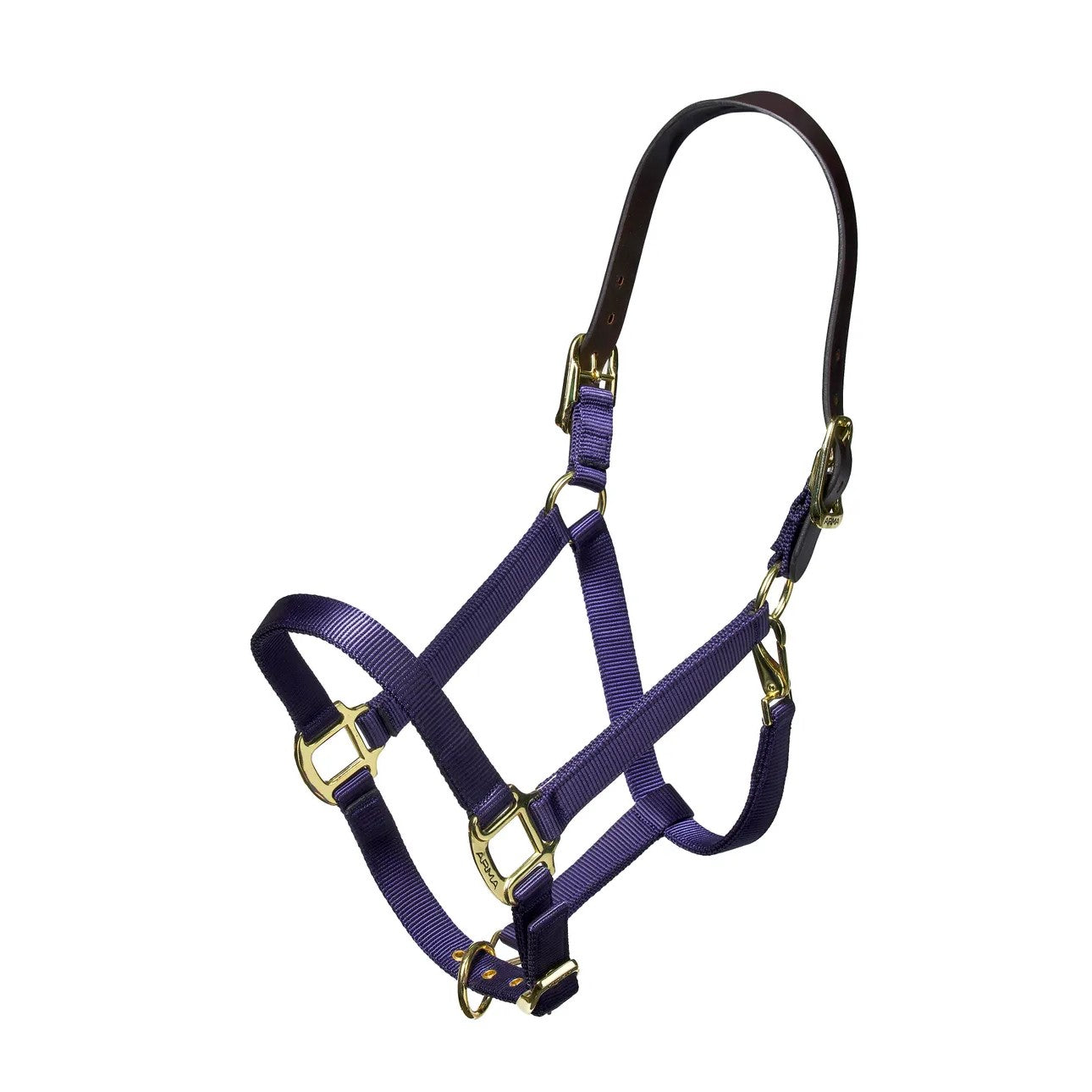 Shires Nylon Halter With Leather Head Strap Navy