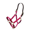 Shires Nylon Halter With Leather Head Strap Raspberry