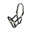 Shires Nylon Halter With Leather Head Strap Black