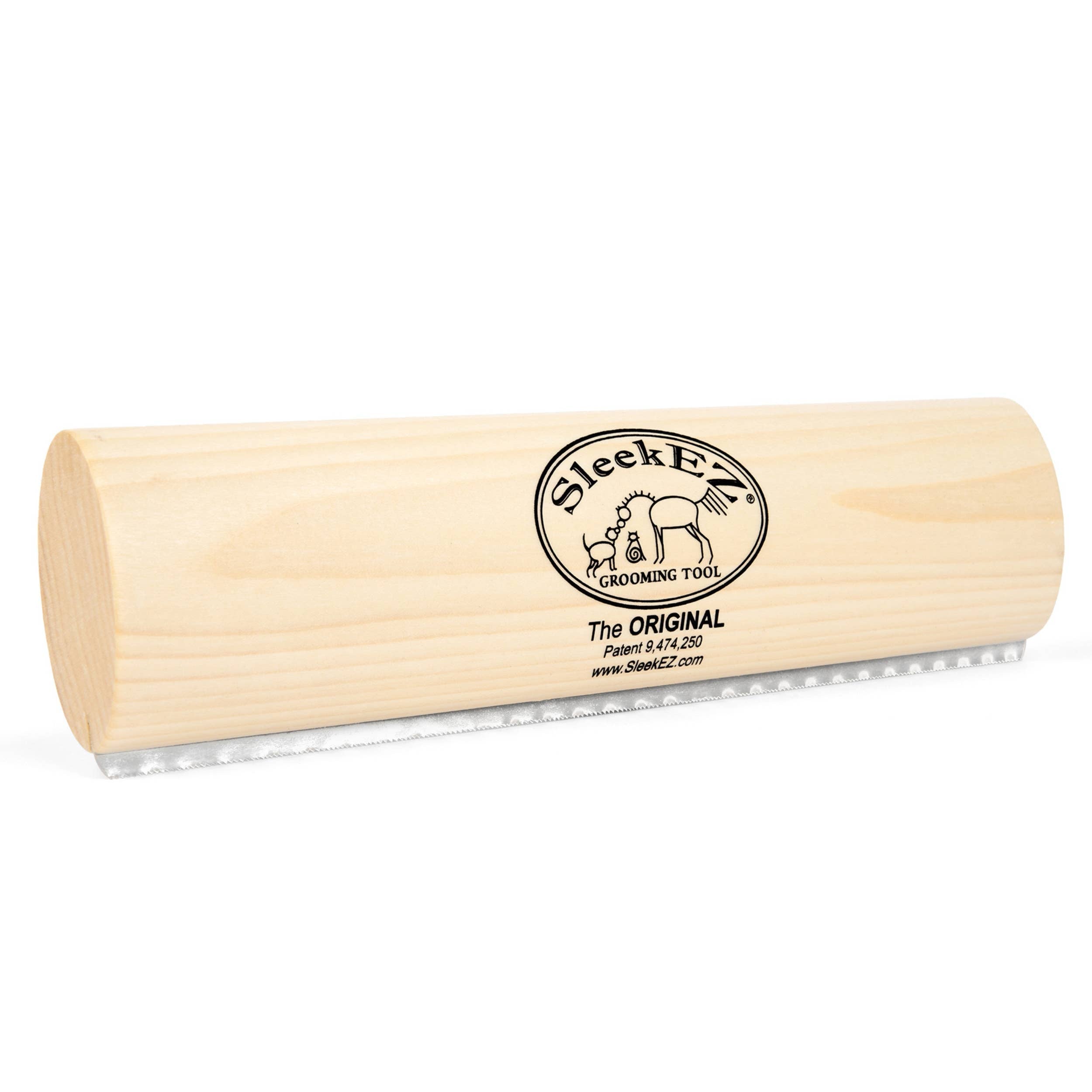 Wooden grooming tool with 'SleekEZ' branding - SleekEZ® 10in Shedding and Grooming Brush 