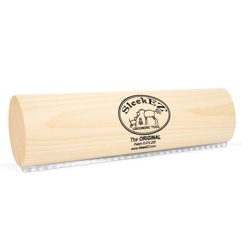 Wooden grooming tool with 'SleekEZ' branding - SleekEZ® 10in Shedding and Grooming Brush 