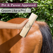 SleekEZ® Shedding and Grooming Brush , text 'Pet & Parent Approved Groom Like a Pro!' above.