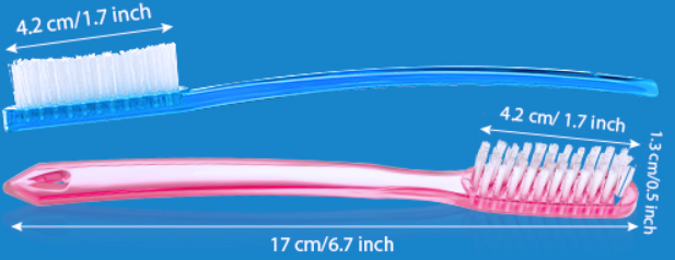 Extra Firm Small Scrub Brush with handle measurement details